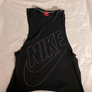 XS Black Nike workout tank. Simple letters and logo. Cutoff style.
